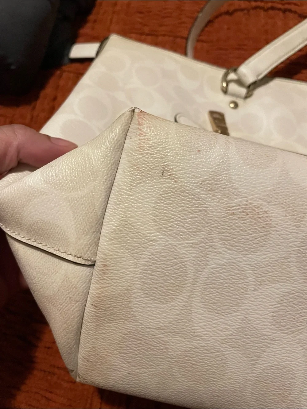 Project! Coach White Signature Tote Bag with Gold Hardware